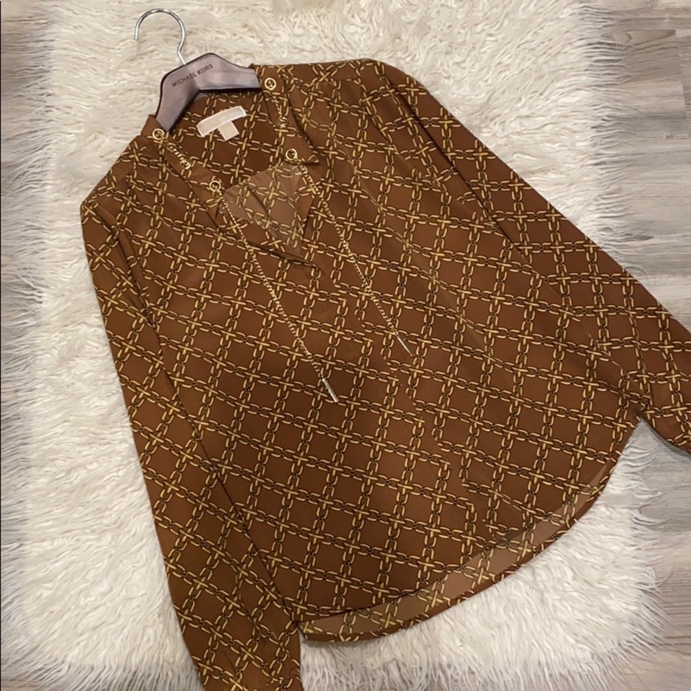MICHAEL KORS Gold Chain Blouse